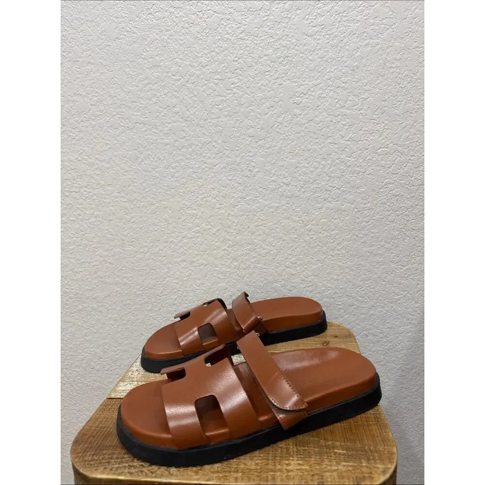 Steve Madden Mayven Camel Leather Slide Sandals Size 9.5 NEW - Picture 5 of 8